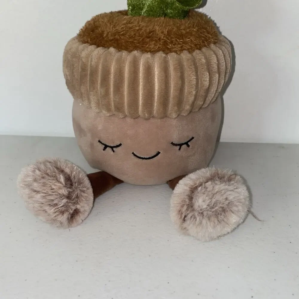 Greenhouse by Russ Plush Potted Cactus Plant Tan/Brown and Green